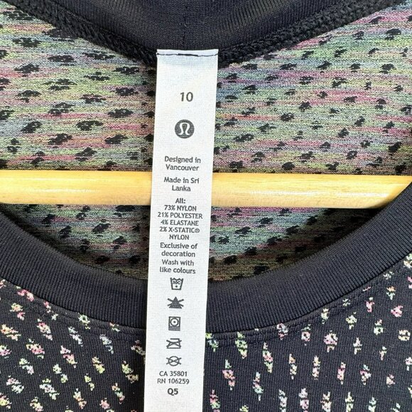 Lululemon Swiftly Tech Short Sleeve 2.0 Size 10 Grid Warp Black Neon Multi NWT - Picture 4 of 5